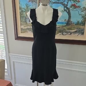 White House Black Market Black Ruffle-Detail Sleeveless Mini Dress